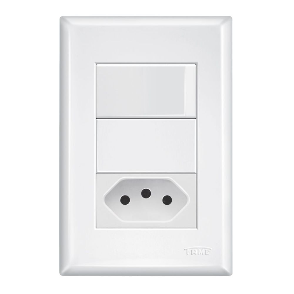 Interruptor Simples 16A/250V e Tomada 2P+T 10A/250V Distanciados Evidence 3889 Fame