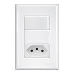 Interruptor Simples 16A/250V e Tomada 2P+T 10A/250V Distanciados Evidence 3889 Fame