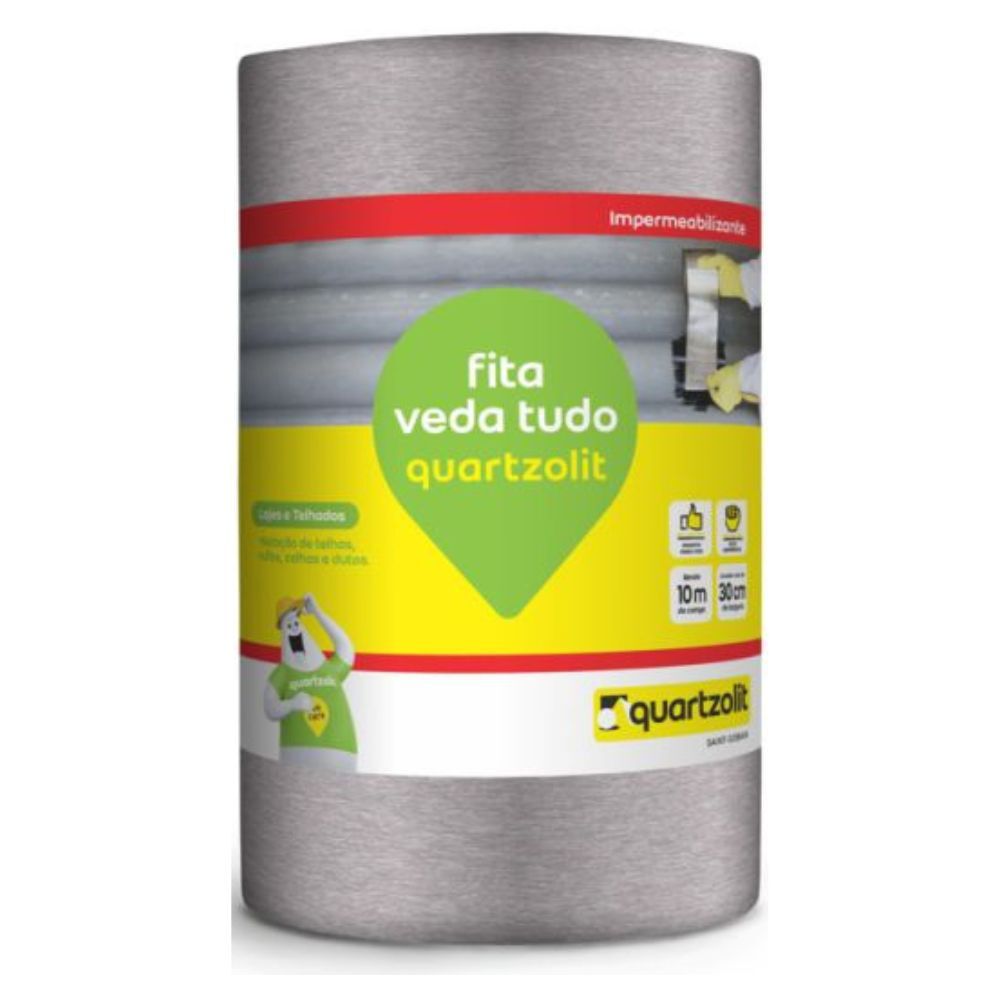Impermeabilizante Fita Veda Tudo 30cm x 10m Aluminizada Quartzolit