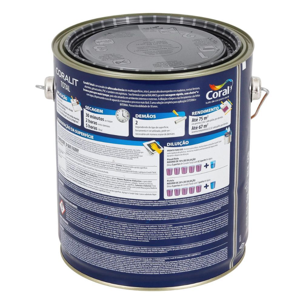 Esmalte Sintético Acetinado Coralit Total Branco 900ml Coral