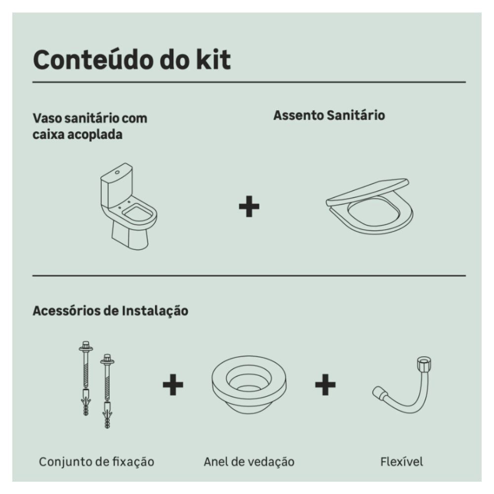 KIT Vaso Sanitário e Caixa Acoplada com Acessórios Saveiro Branco Celite