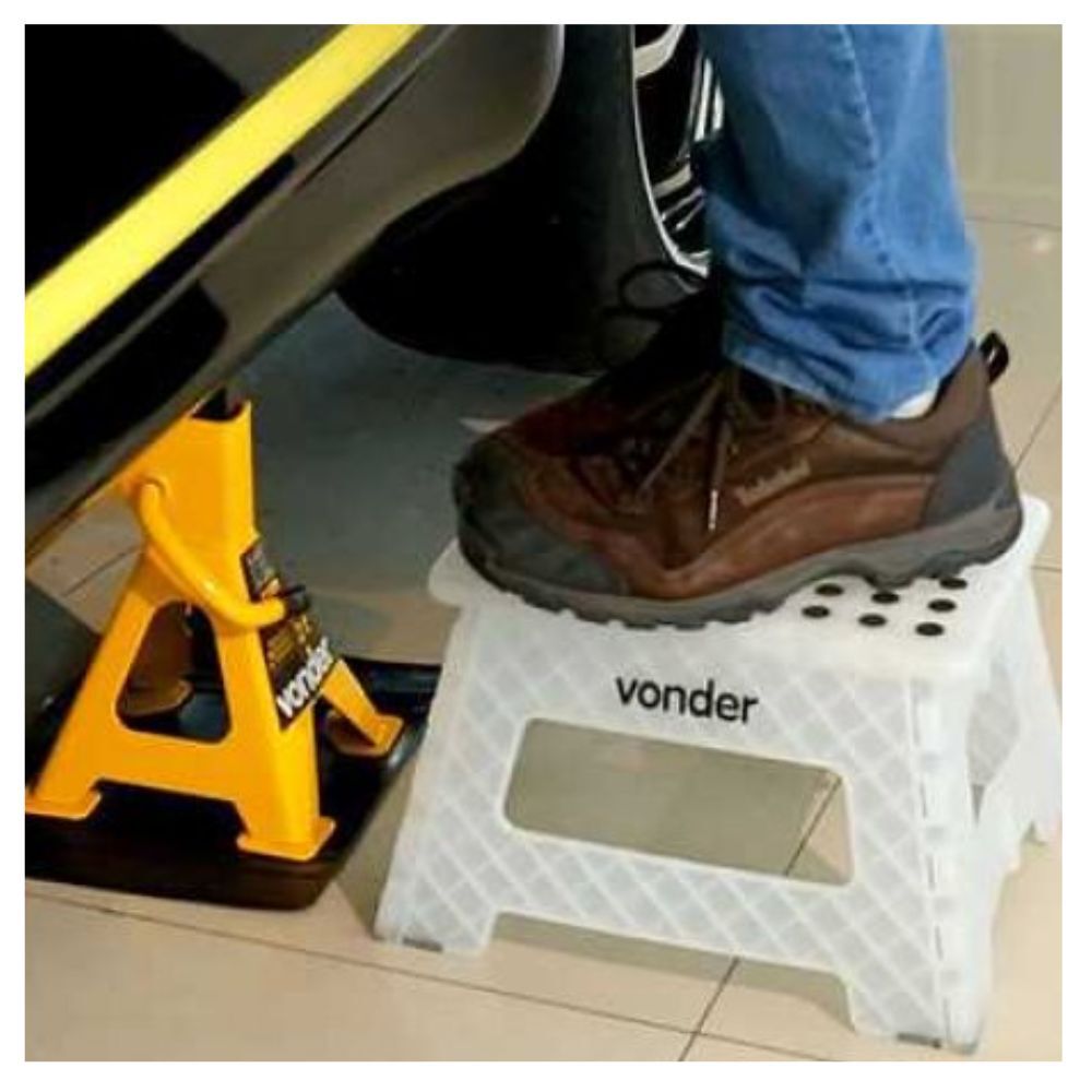 Banqueta Plástica Dobrável Branca 220mm Vonder