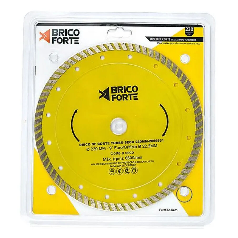 Disco Corte Diamantado Turbo Seco 230mm Brico Forte