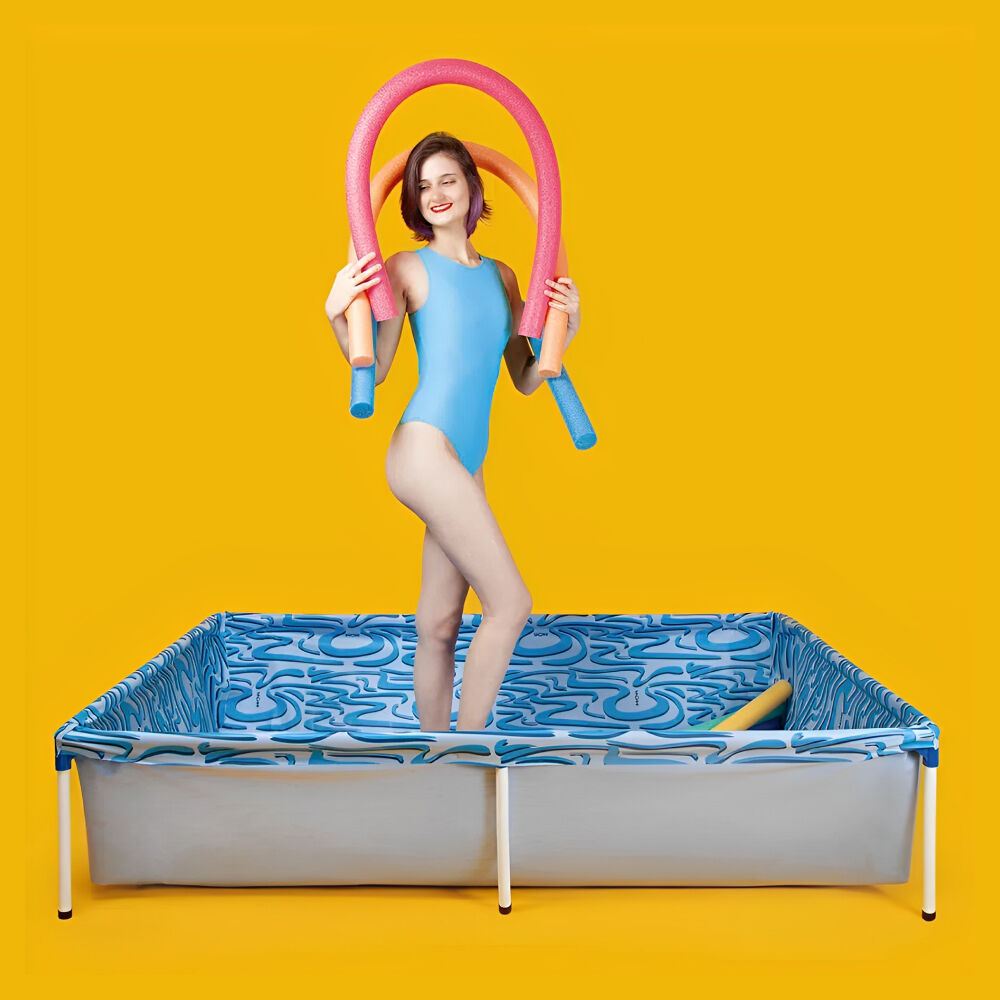 Piscina de Armação Infantil Retangular em PVC de 1000 Litros Azul MOR