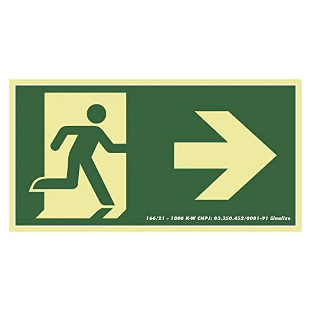 Placa de Sinalização PVC Fotoluminescente Contra Incêndio Direita 30x15cm Sinalize