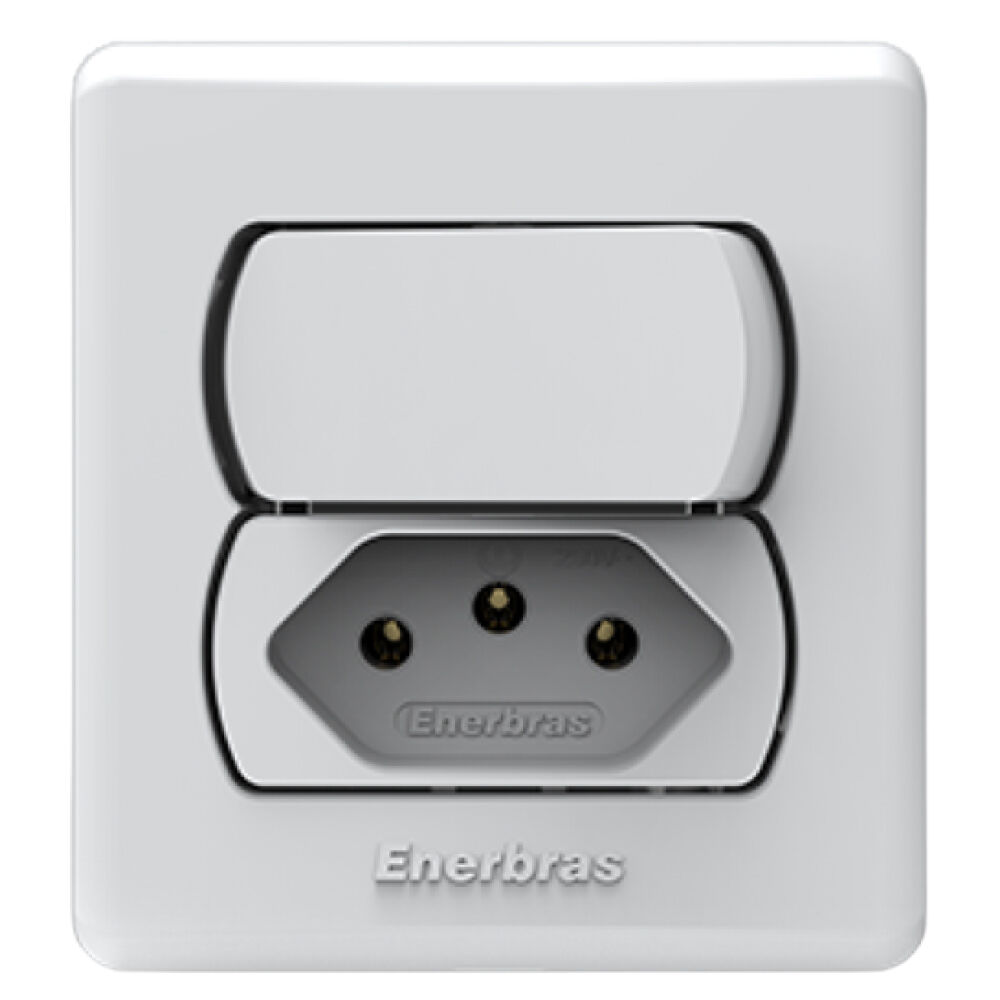 Conjunto Interruptores 1 Tecla Paralelo + Tomada 10A Neo Sottile Branco Enerbras