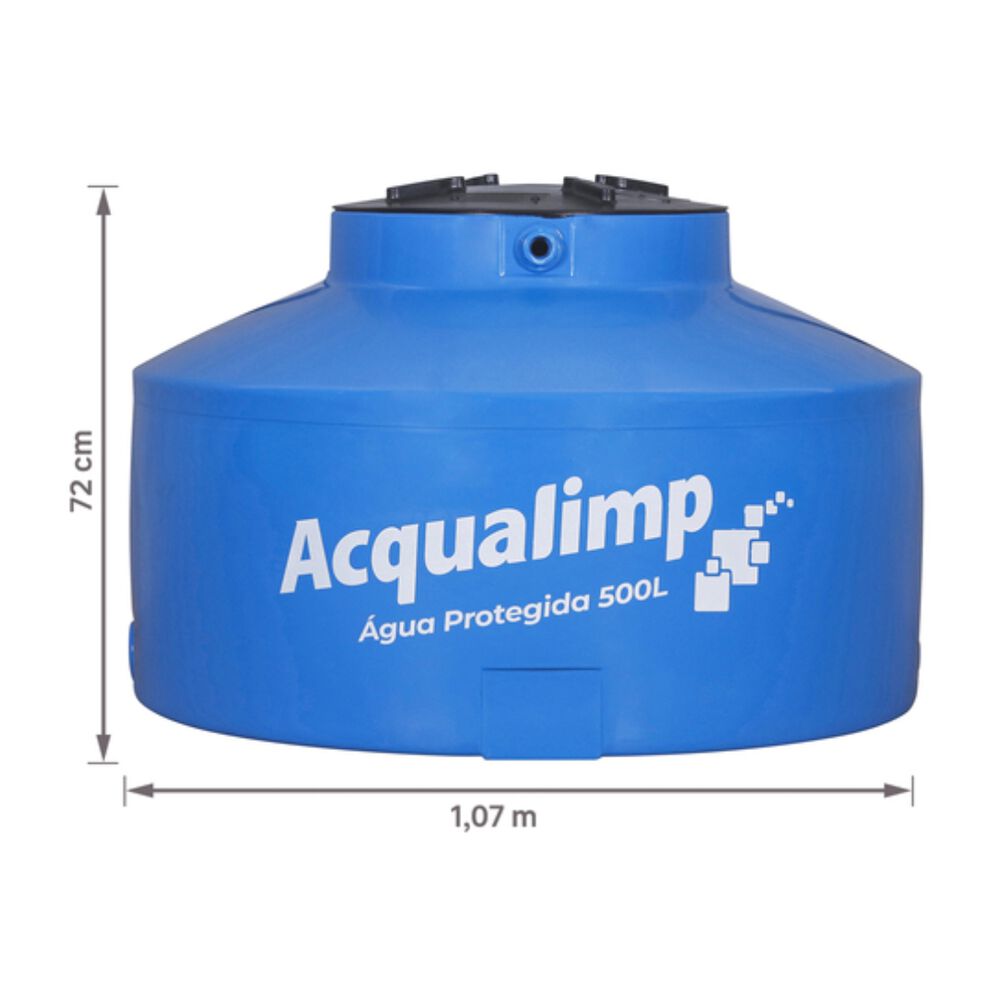 Caixa d'água de Polietileno 500L Água Protegida Acqualimp