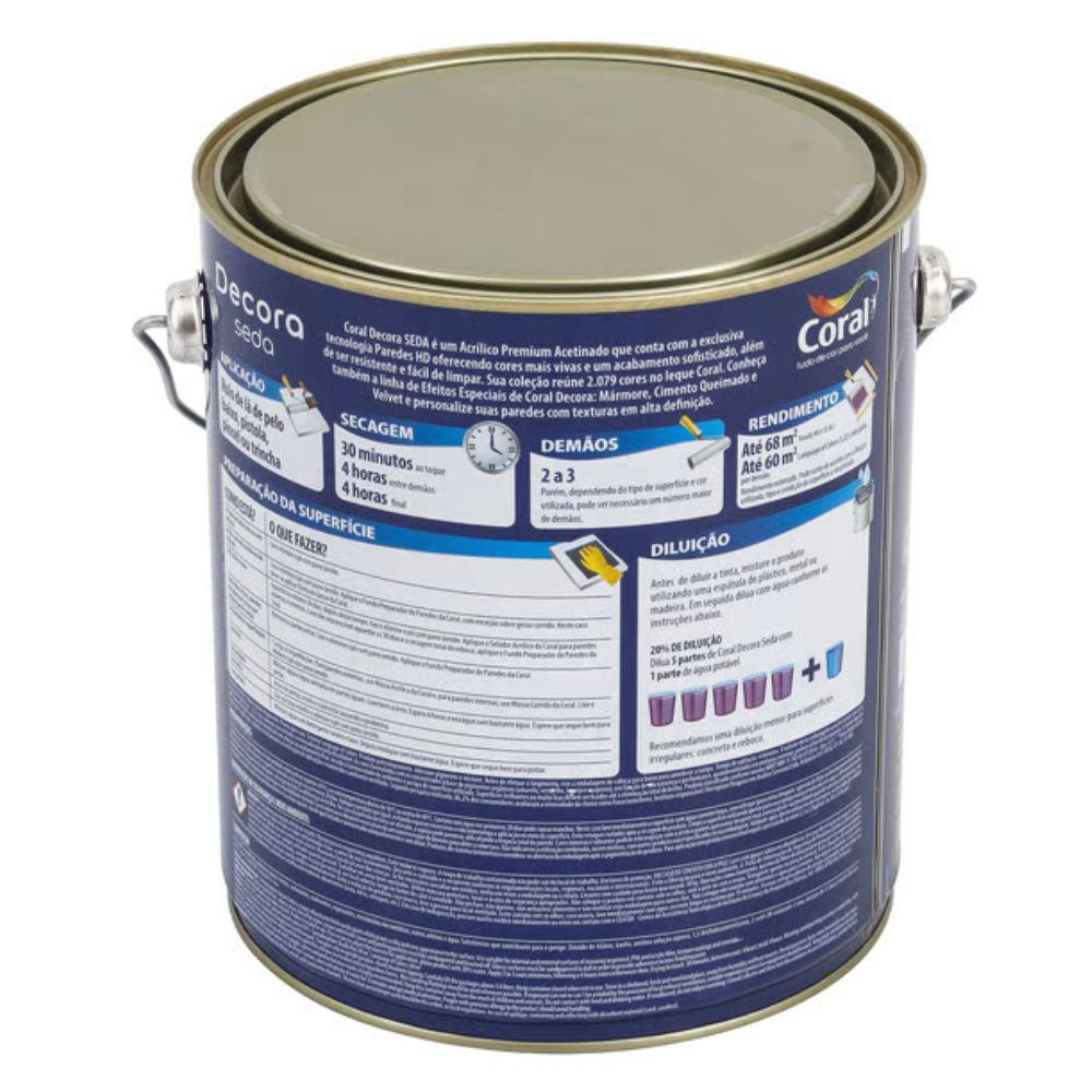 Tinta Acrílica Acetinado Decora Seda Premium 3,6L Coral