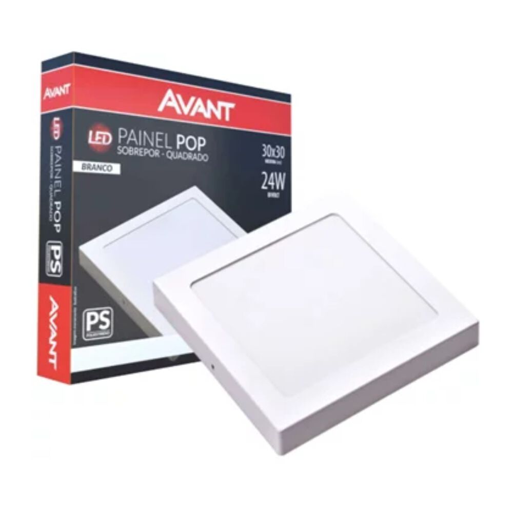 Painel Led de Sobrepor Quadrado Pop 24W 6500K Branco Avant