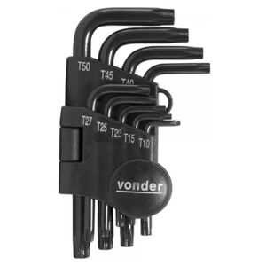 Jogo de Chaves Hexalobular T10 a T50 com 9 Peças VTX4 Vonder