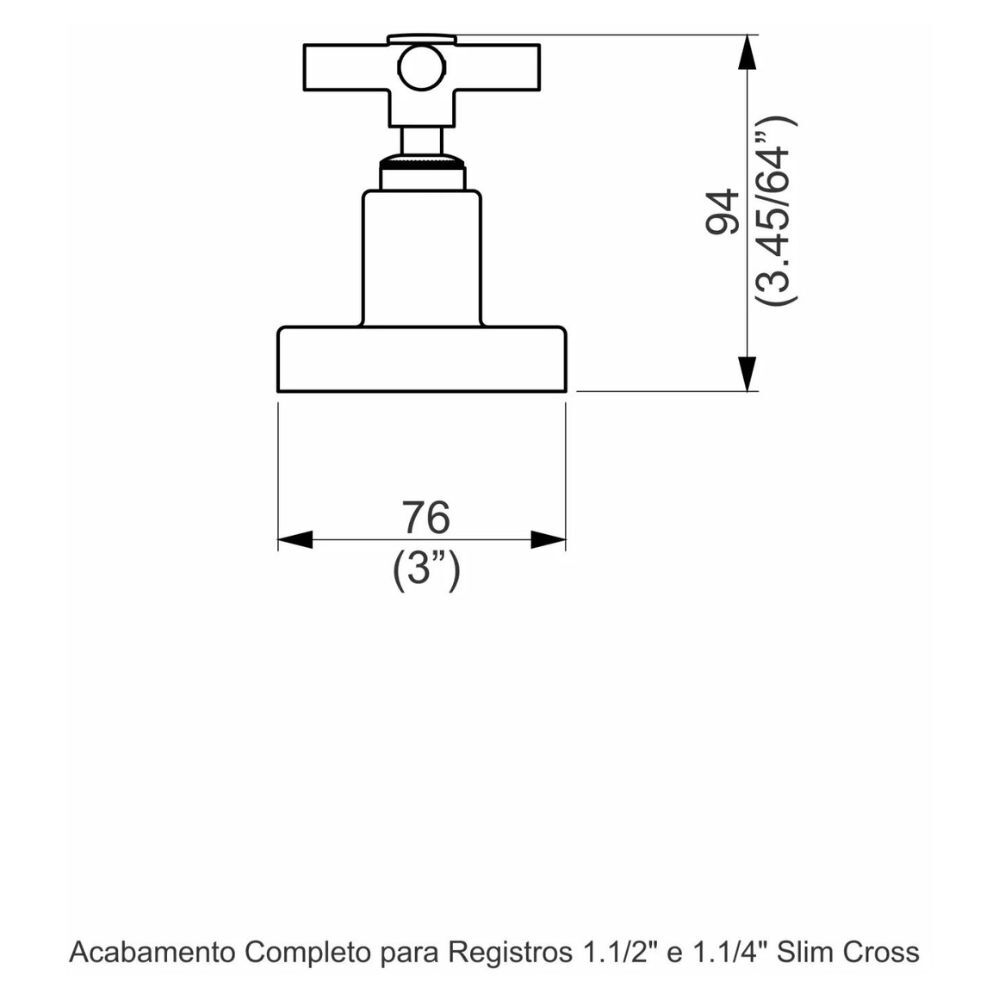 Acabamento Registro Base Fabrimar 1.1/4" e 1.1/2" (Grande) Slim Cross Perflex