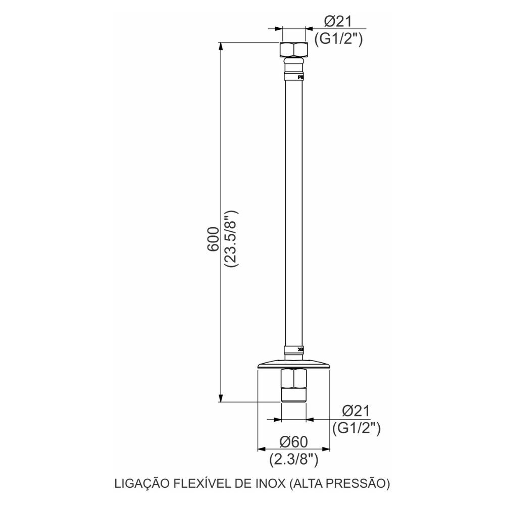 Ligação Flexível Inox Ap DN15x60cm Perflex