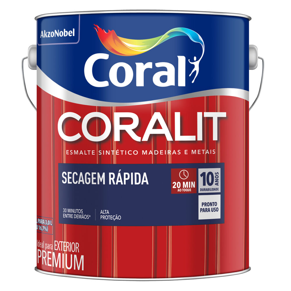 Tinta Esmalte Premium Coralit Secagem Rápida 750ml Alumínio Coral