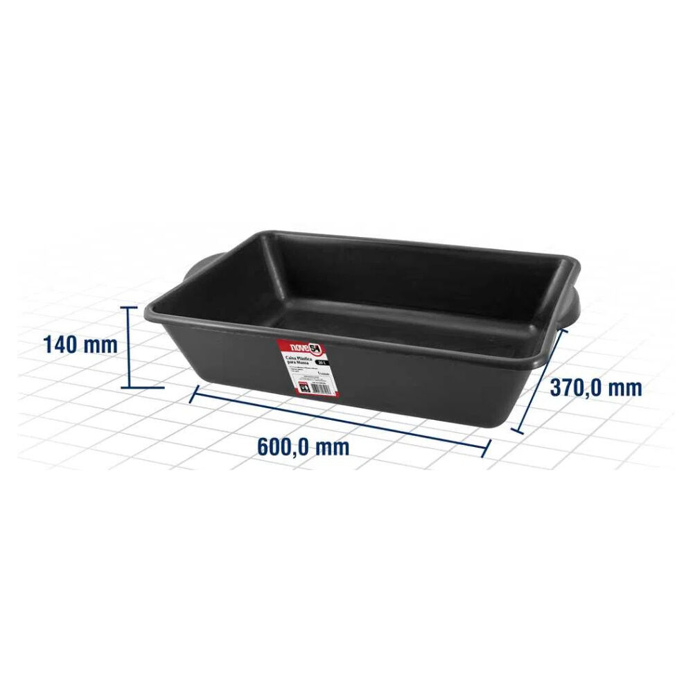 Caixa Plástica Retangular para Massa 20L 140mmx370mmx600mm Preto Nove54