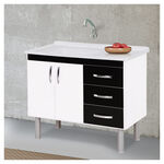 Gabinete Cozinha Tóquio 116,2cm Preto/Branco A.J. Rorato