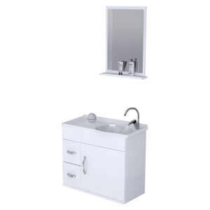 Gabinete Suspenso para Banheiro com Lavatório e Espelheira Siena 55,5cm Branco A.J. Rorato Gabinete Suspenso para Banheiro com Lavatório e Espelheira Siena 55,5cm Branco A.J. Rorato