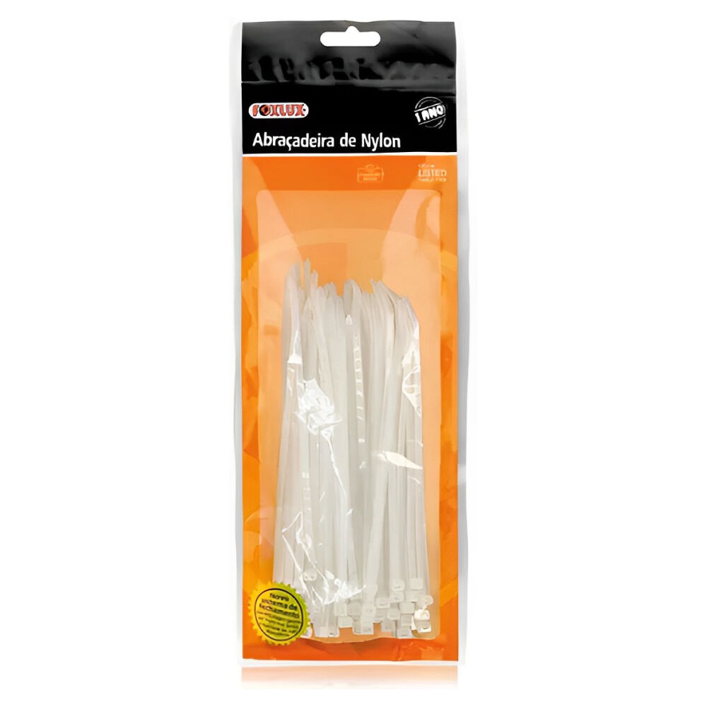 Abraçadeira Nylon 100 Unidades Branco Foxlux