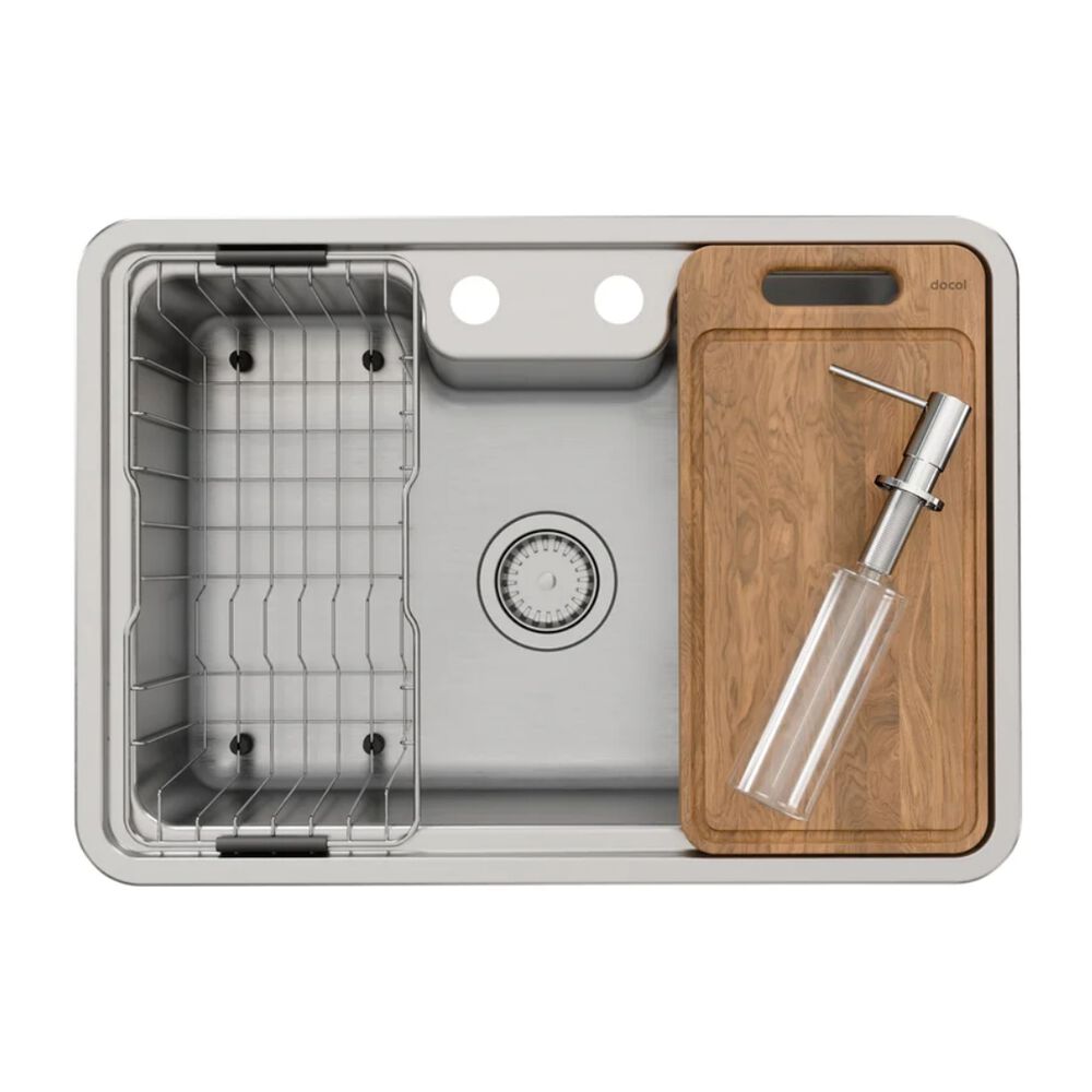 Cuba Sobrepor e Embutir Massima 68x48 Inox com Acessórios e Lixeira Docol