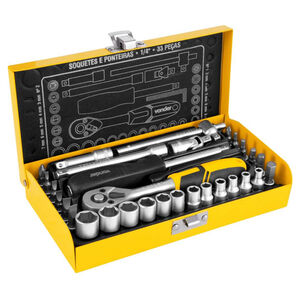 Jogo de Soquetes e Ponteiras com 33 Pe&ccedil;as Vonder