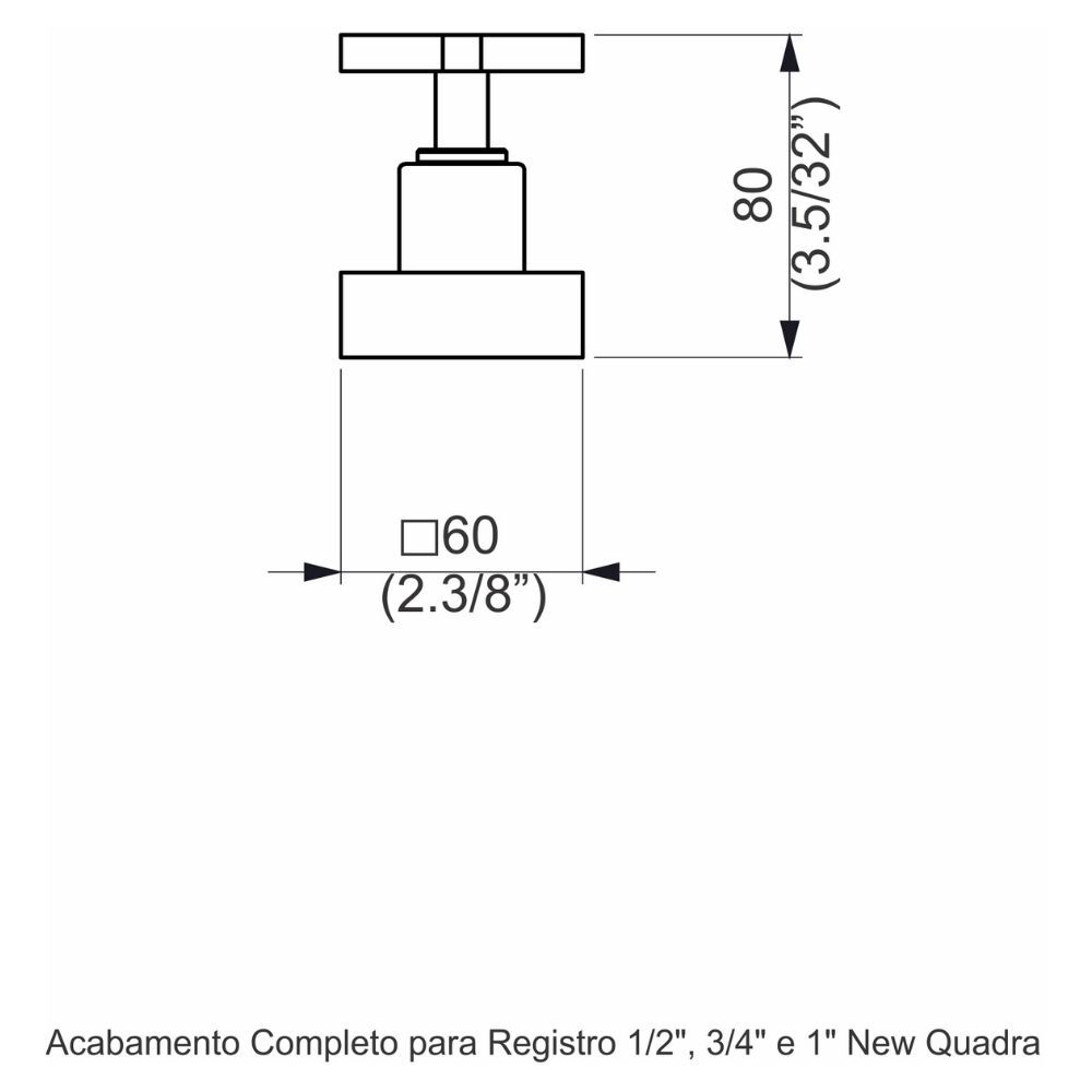 Acabamento Registro Base Fabrimar 1/2" e 3/4" e 1" (Pequeno) New Quadra Perflex