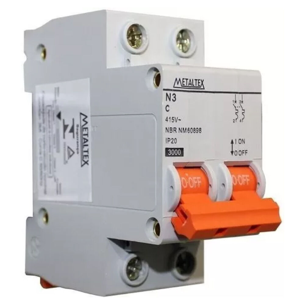 Disjuntor Bipolar 16A Curva C N3-2C16 Metaltex