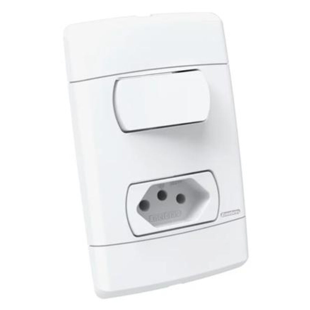 Interruptor Paralelo 2x4 e Tomada 10A/250V Neo Sottile Branco Enerbras