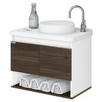 Gabinete Suspenso para Banheiro com Lavatório e Espelheira Bérgamo 63,5cm Castanho A.J. Rorato