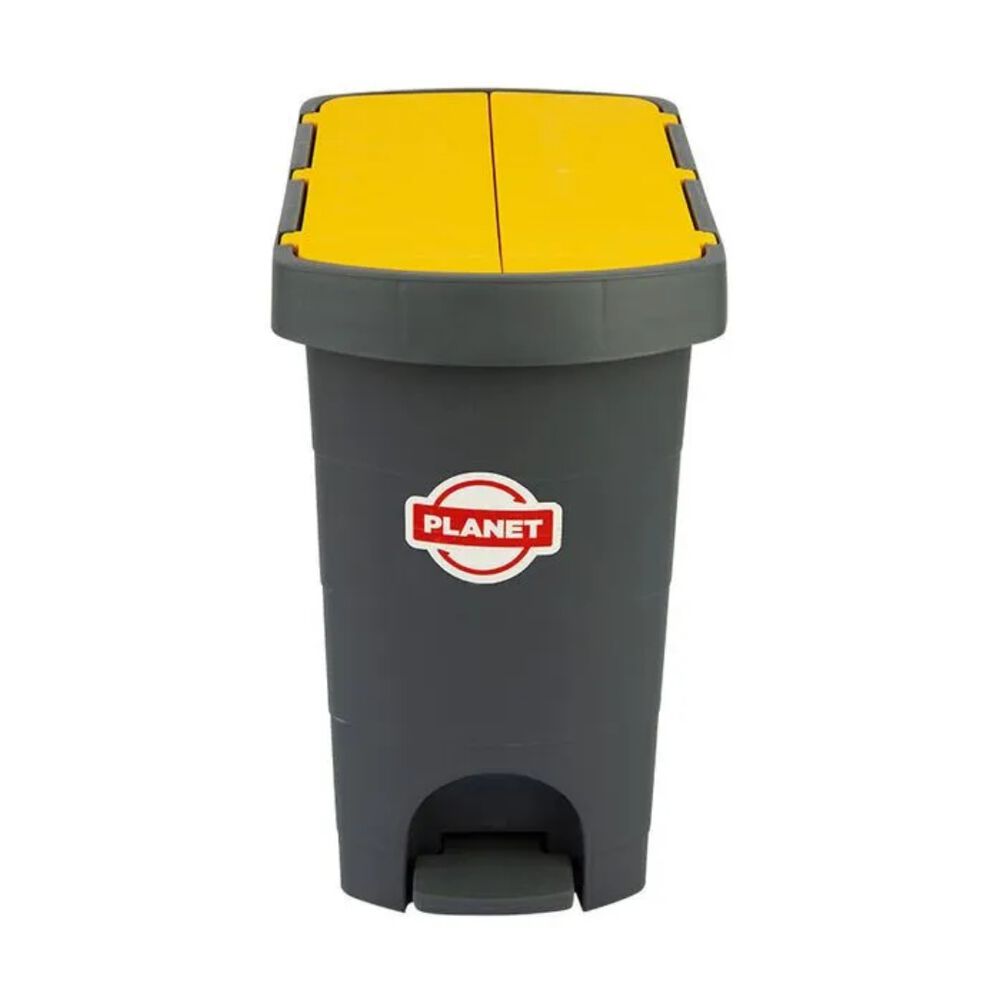 Lixeira com Pedal Plástico Antracite 9L Cinza/Amarelo Casa&Ideia