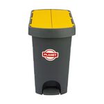 Lixeira com Pedal Plástico Antracite 9L Cinza/Amarelo Casa&Ideia