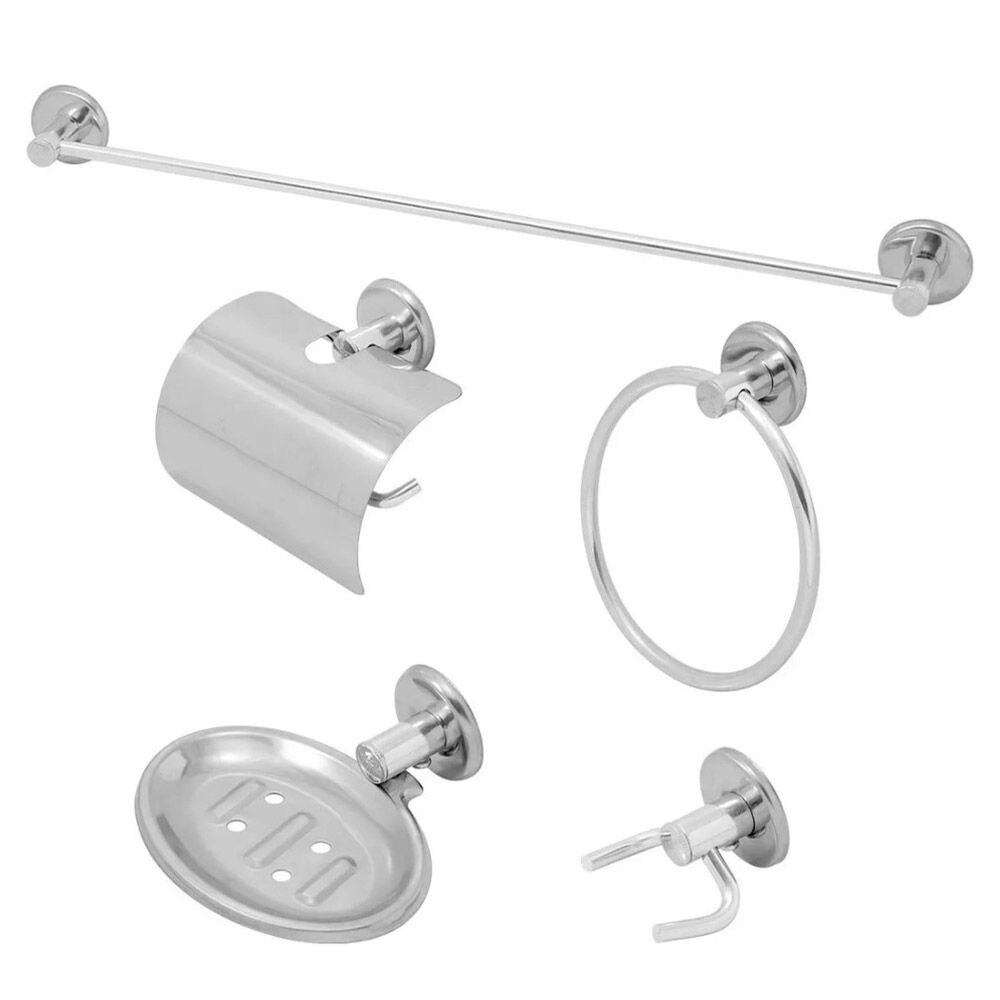 KIT de Acessórios para Banheiro com 5 peças Junior 15300 Inox Leão