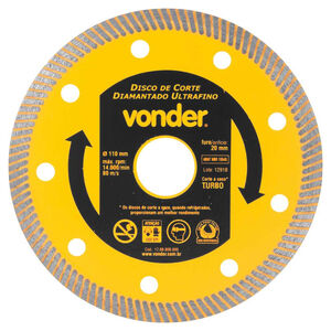 Disco de Corte Diamantado 110mm para Porcelanato Ultra Fino Vonder