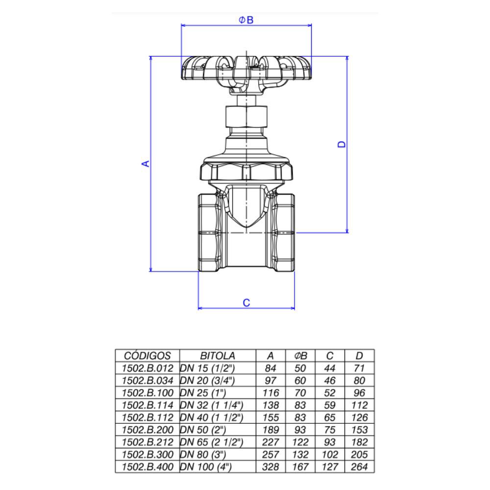 Registro de Gaveta para Uso Semi Industrial 2" DN50 Bruto Deca