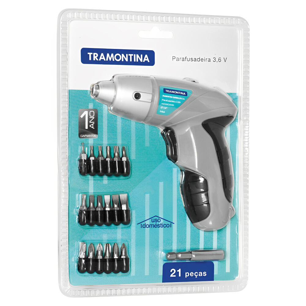 Parafusadeira à Bateria 3,6V com 21 Peças Tramontina