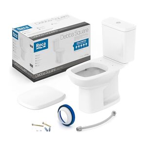 Kit Vaso Sanitário com Caixa Acoplada Debba Square Branco Roca Kit Vaso Sanitário com Caixa Acoplada Debba Square Branco Roca