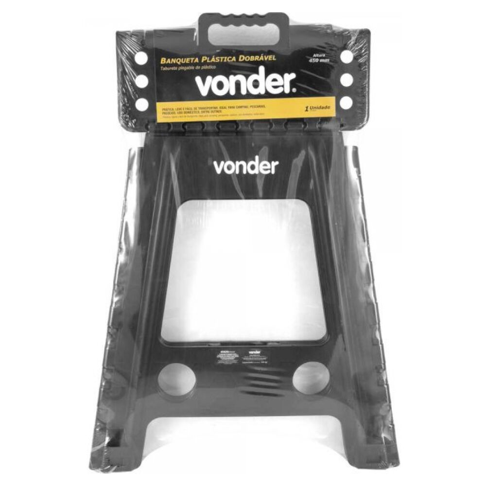 Banqueta Plástica Dobrável 450mm Preta Vonder