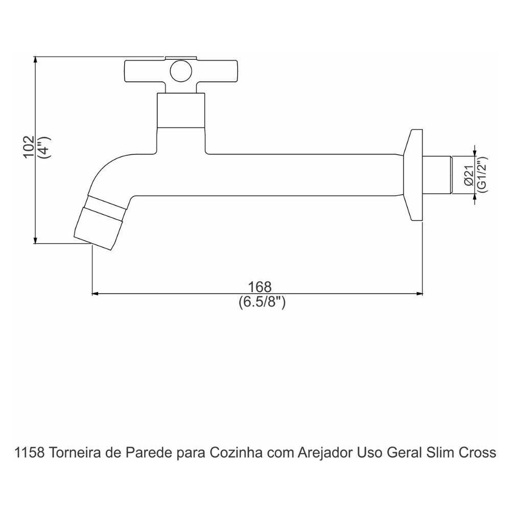 Torneira de Parede para Cozinha Arejador Slim Cross Perflex