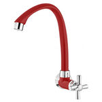 Torneira Cozinha Parede Bica Alta Cross Vermelho/Cromado Tigre