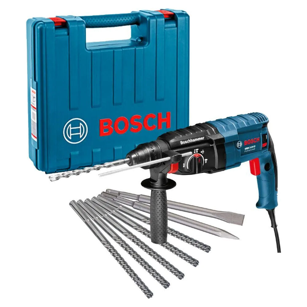 Martelete Perfurador Rompedor GBH 2-24 D 820W com 7 Acessórios e Maleta Bosch