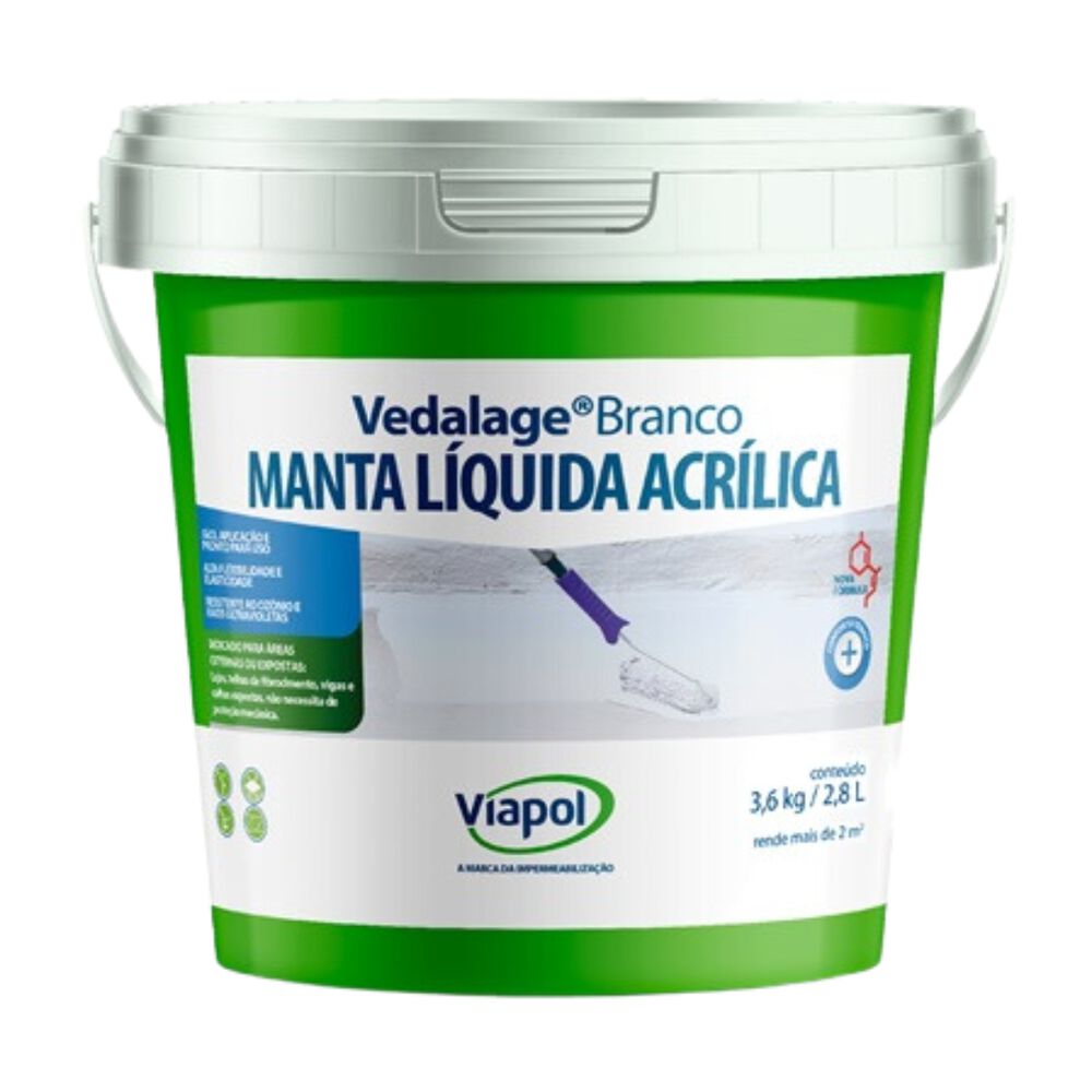 Manta Líquida Acrílica Vedalage Branca 3,6Kg Viapol