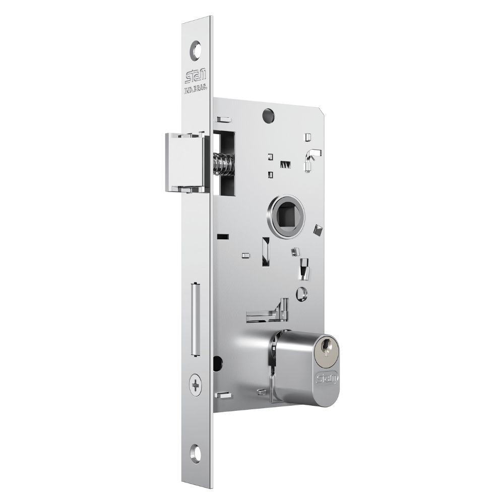 Fechadura Stam 803/21 Externa Acabamento Cromado - Roseta Quadrada 1 de Aço Inox