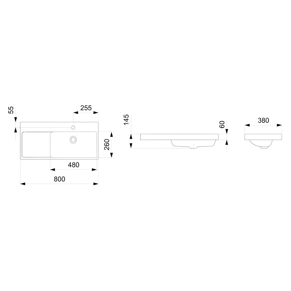 Cuba de Sobrepor Óptica Branco L80 8x38cm Roca