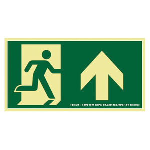 Placa de Sinalização PVC Fotoluminescente Saída para Cima 30x15cm Sinalize
