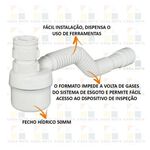 Sifão Sanfonado Universal com Copo Extensível Plástico Branco Tigre