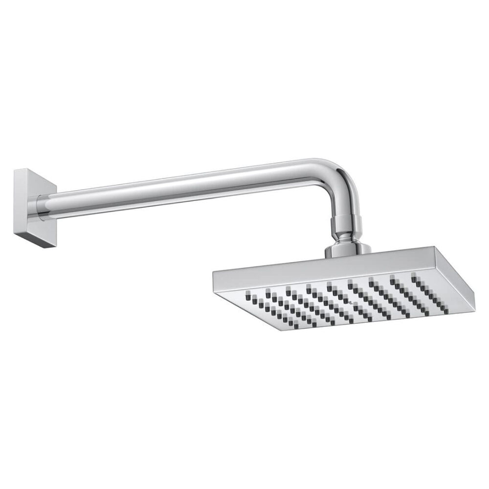 Ducha Quadrada com Tubo de Parede Cubo Cromado Deca