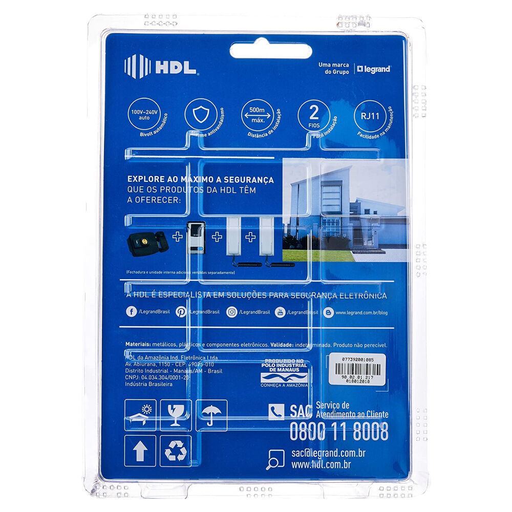 KIT Porteiro Eletrônico Residencial F8-SN HDL