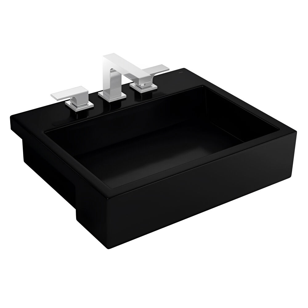 Cuba de Semi Encaixe Retangular com Mesa e Válvula Oculta Ébano Deca