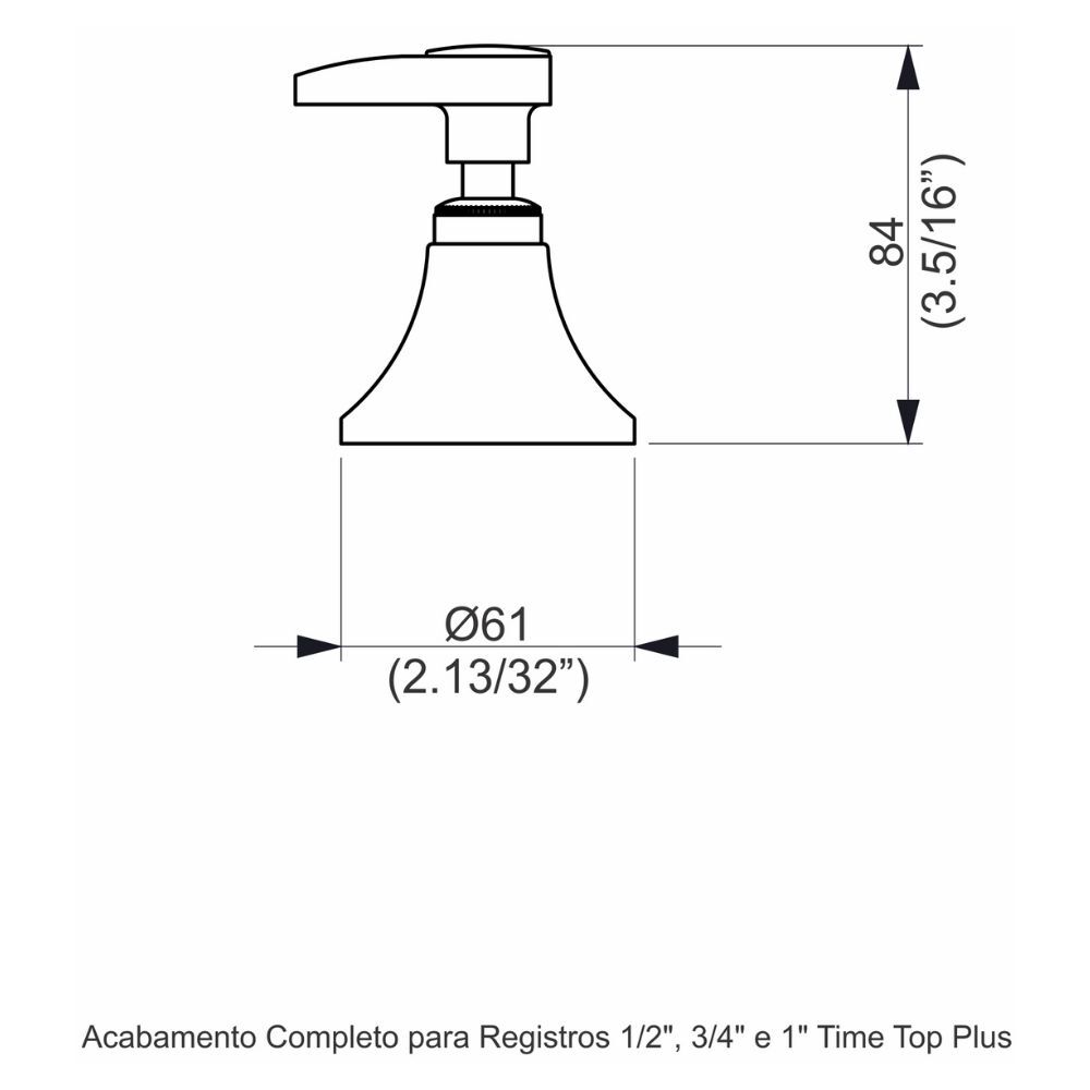 Acabamento Registro Base Deca 1/2" e 3/4" e 1" (Pequeno) Time Top Plus Perflex