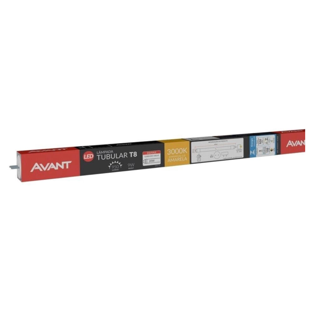 Lâmpada Led Tubular T8 60cm 9W 3000K Bivolt Avant