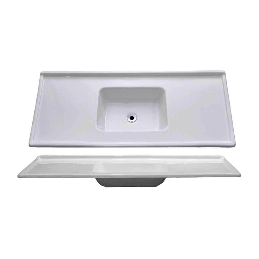 Pia em Mármore Sintético 120x54cm Branco Gelo Decoralita
