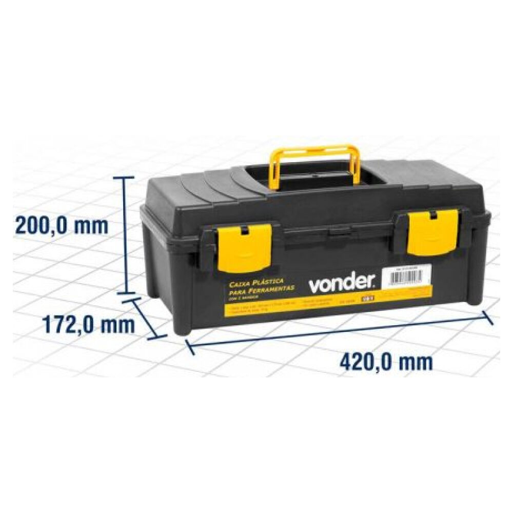 Caixa Plástica para Ferramentas VD 4038 Preta Vonder